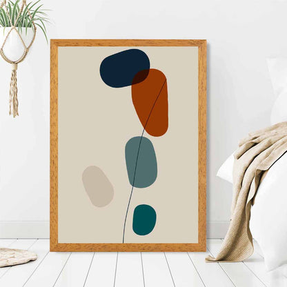 Modern Abstract Beige, Colourful Autumn Shapes No 7 Art Poster | Wall Art Plaza UK