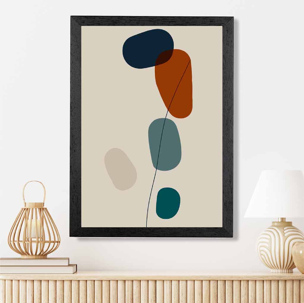 Modern Abstract Beige, Colourful Autumn Shapes No 7 Art Poster | Wall Art Plaza UK