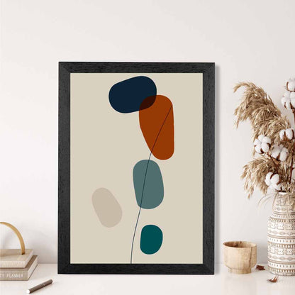 Modern Abstract Beige, Colourful Autumn Shapes No 7 Art Poster | Wall Art Plaza UK