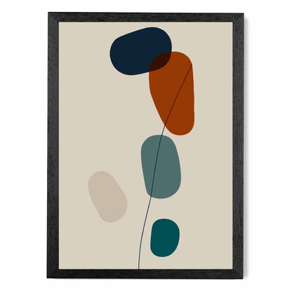 Modern Abstract Beige, Colourful Autumn Shapes No 7 Art Poster | Wall Art Plaza UK