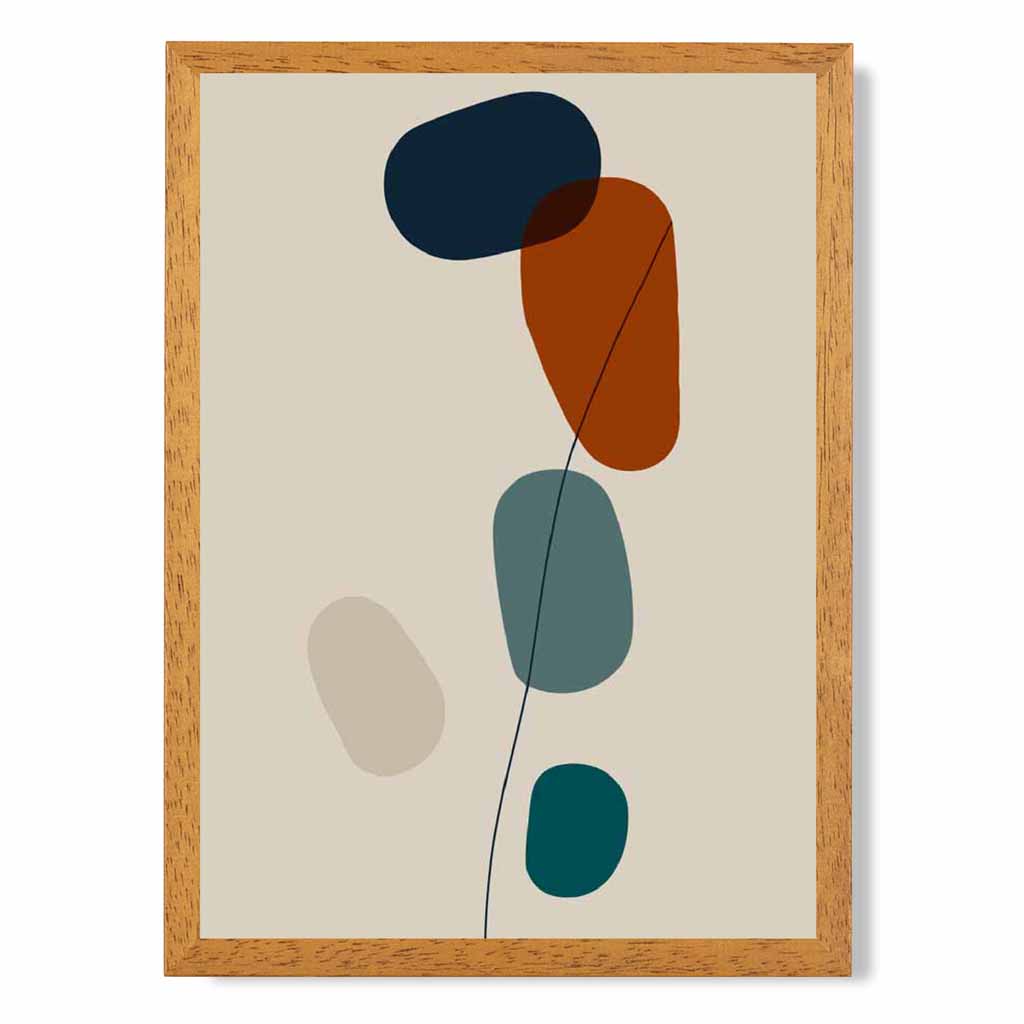 Modern Abstract Beige, Colourful Autumn Shapes No 7 Art Poster | Wall Art Plaza UK