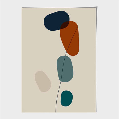 Modern Abstract Beige, Colourful Autumn Shapes No 7 Art Poster | Wall Art Plaza UK