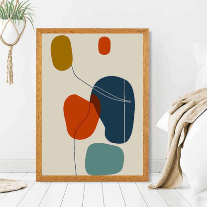 Modern Abstract Beige, Red Autumn Shapes No 8 Art Print | Wall Art Plaza UK