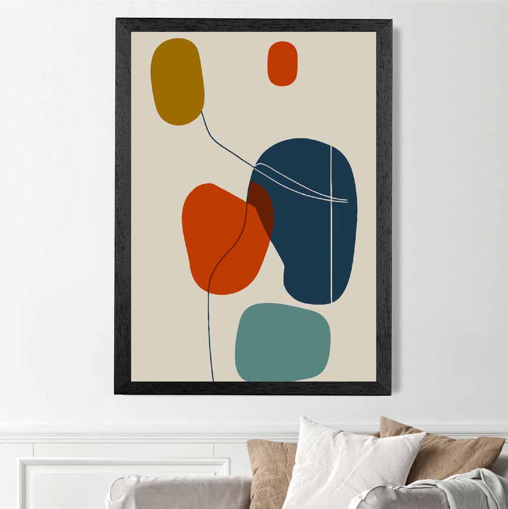 Modern Abstract Beige, Red Autumn Shapes No 8 Art Print | Wall Art Plaza UK