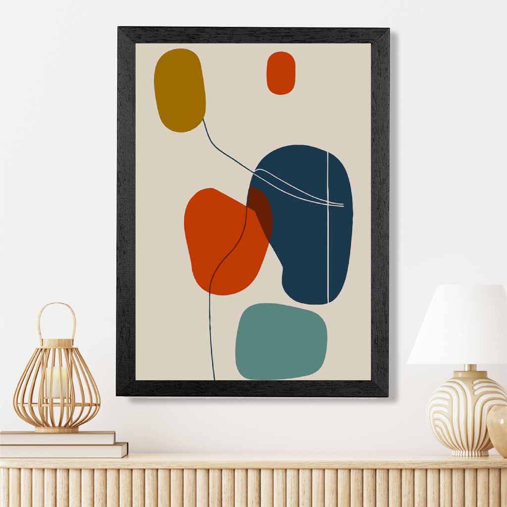 Modern Abstract Beige, Red Autumn Shapes No 8 Art Print | Wall Art Plaza UK