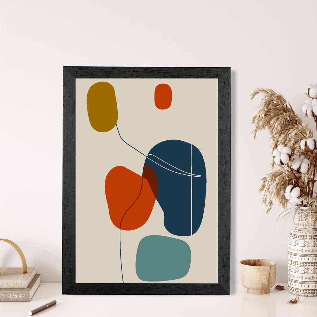 Modern Abstract Beige, Red Autumn Shapes No 8 Art Print | Wall Art Plaza UK