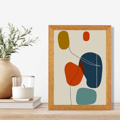 Modern Abstract Beige, Red Autumn Shapes No 8 Art Print | Wall Art Plaza UK