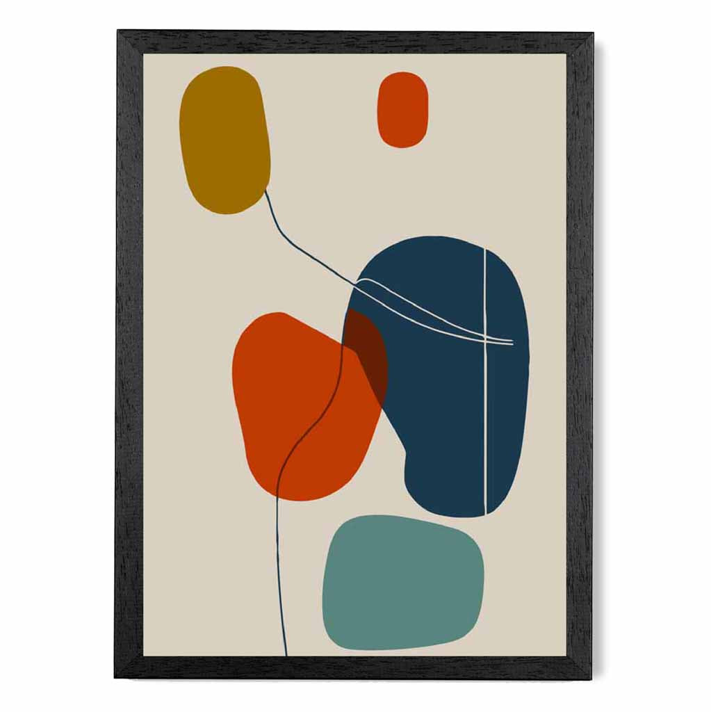 Modern Abstract Beige, Red Autumn Shapes No 8 Art Print | Wall Art Plaza UK