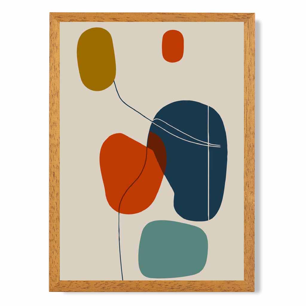 Modern Abstract Beige, Red Autumn Shapes No 8 Art Print | Wall Art Plaza UK