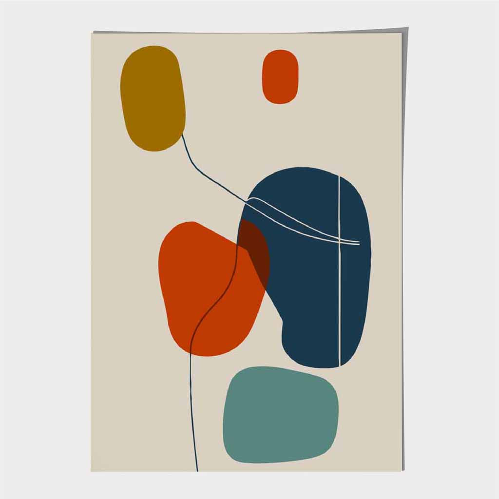 Modern Abstract Beige, Red Autumn Shapes No 8 Art Print | Wall Art Plaza UK