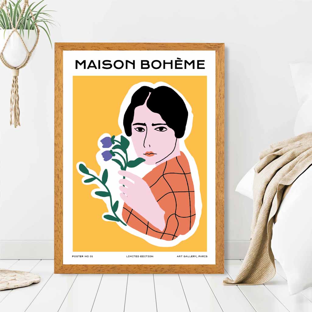 Boho Modern Colourful, Yellow Parisian Florist Art Print | Wall Art Plaza UK