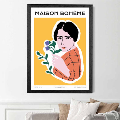 Boho Modern Colourful, Yellow Parisian Florist Art Print | Wall Art Plaza UK