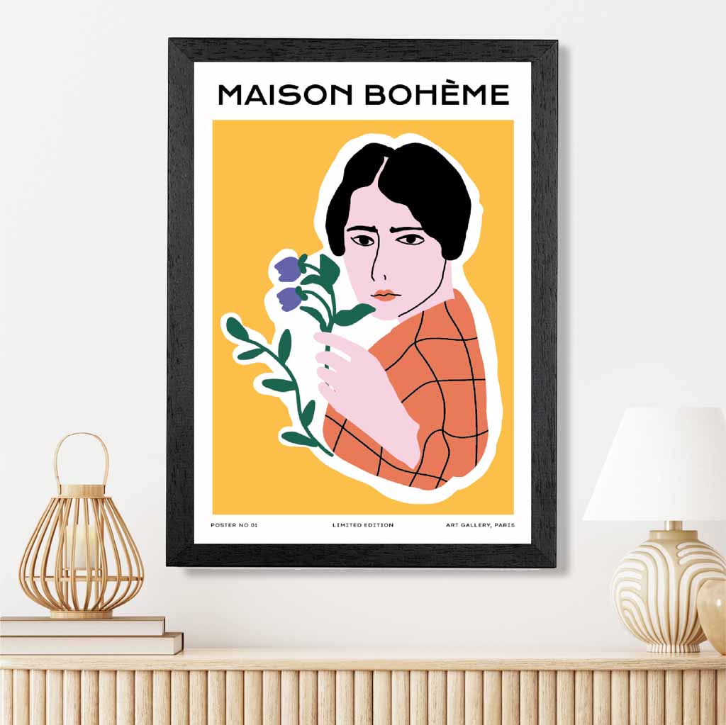 Boho Modern Colourful, Yellow Parisian Florist Art Print | Wall Art Plaza UK