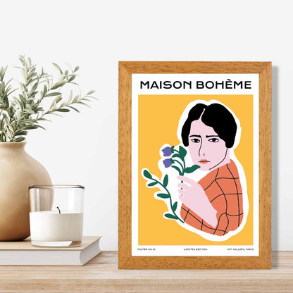 Boho Modern Colourful, Yellow Parisian Florist Art Print | Wall Art Plaza UK