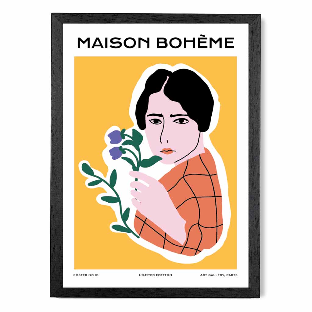 Boho Modern Colourful, Yellow Parisian Florist Art Print | Wall Art Plaza UK