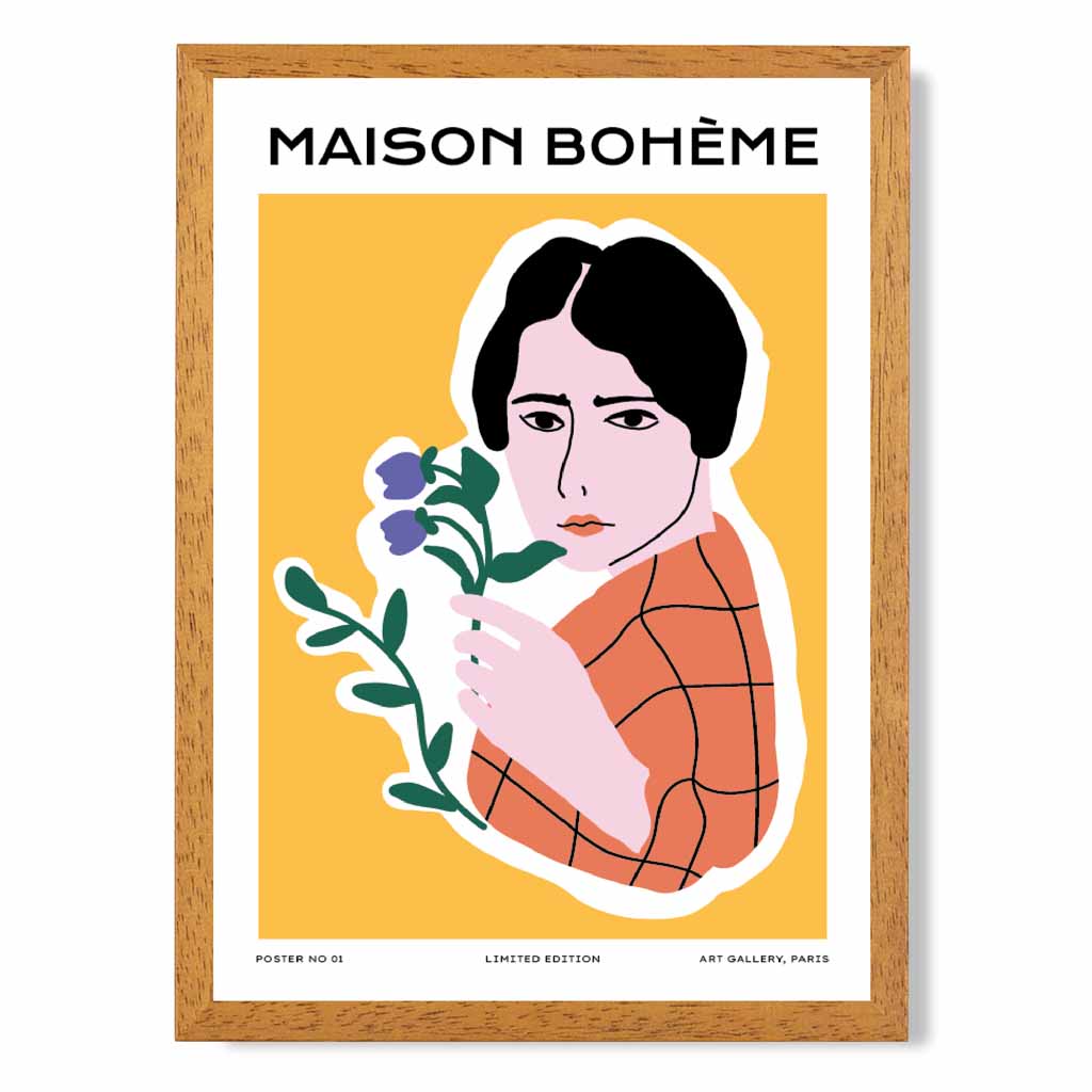 Boho Modern Colourful, Yellow Parisian Florist Art Print | Wall Art Plaza UK