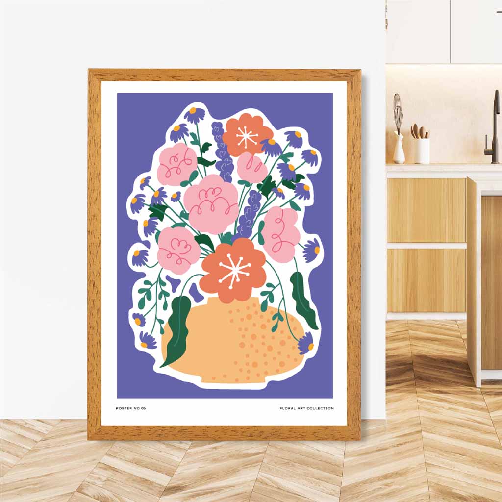 Boho Modern Purple, Colourful Floral Art Art Print | Wall Art Plaza UK