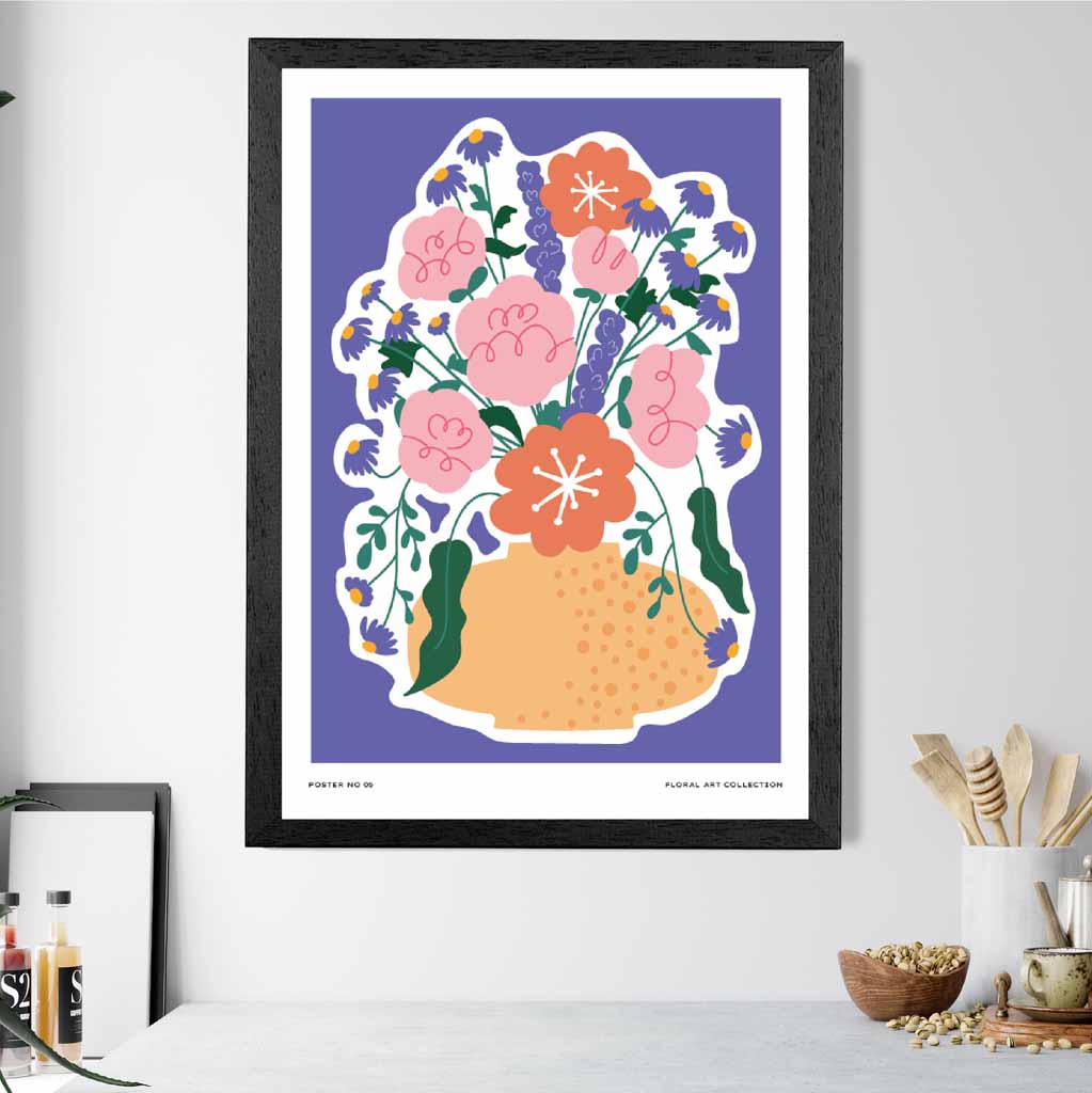 Boho Modern Purple, Colourful Floral Art Art Print | Wall Art Plaza UK