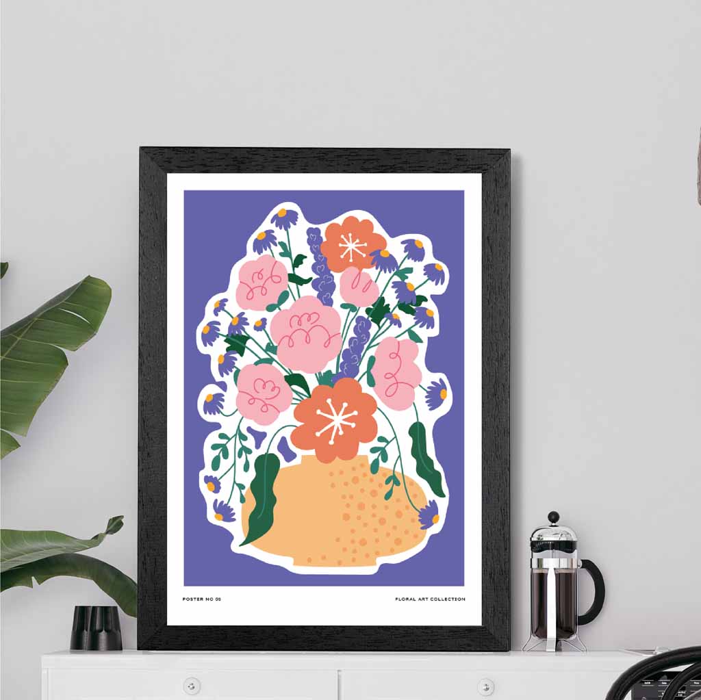 Boho Modern Purple, Colourful Floral Art Art Print | Wall Art Plaza UK