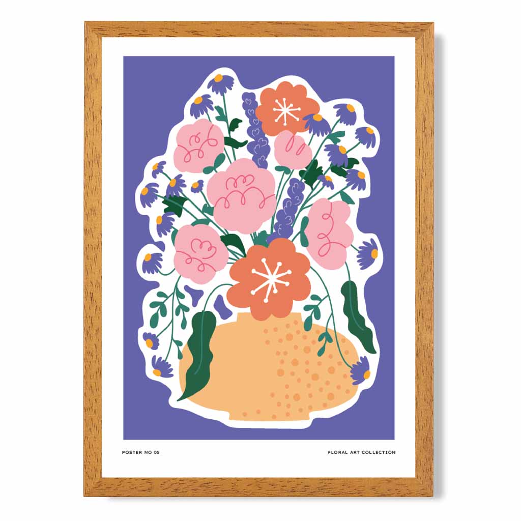 Boho Modern Purple, Colourful Floral Art Art Print | Wall Art Plaza UK