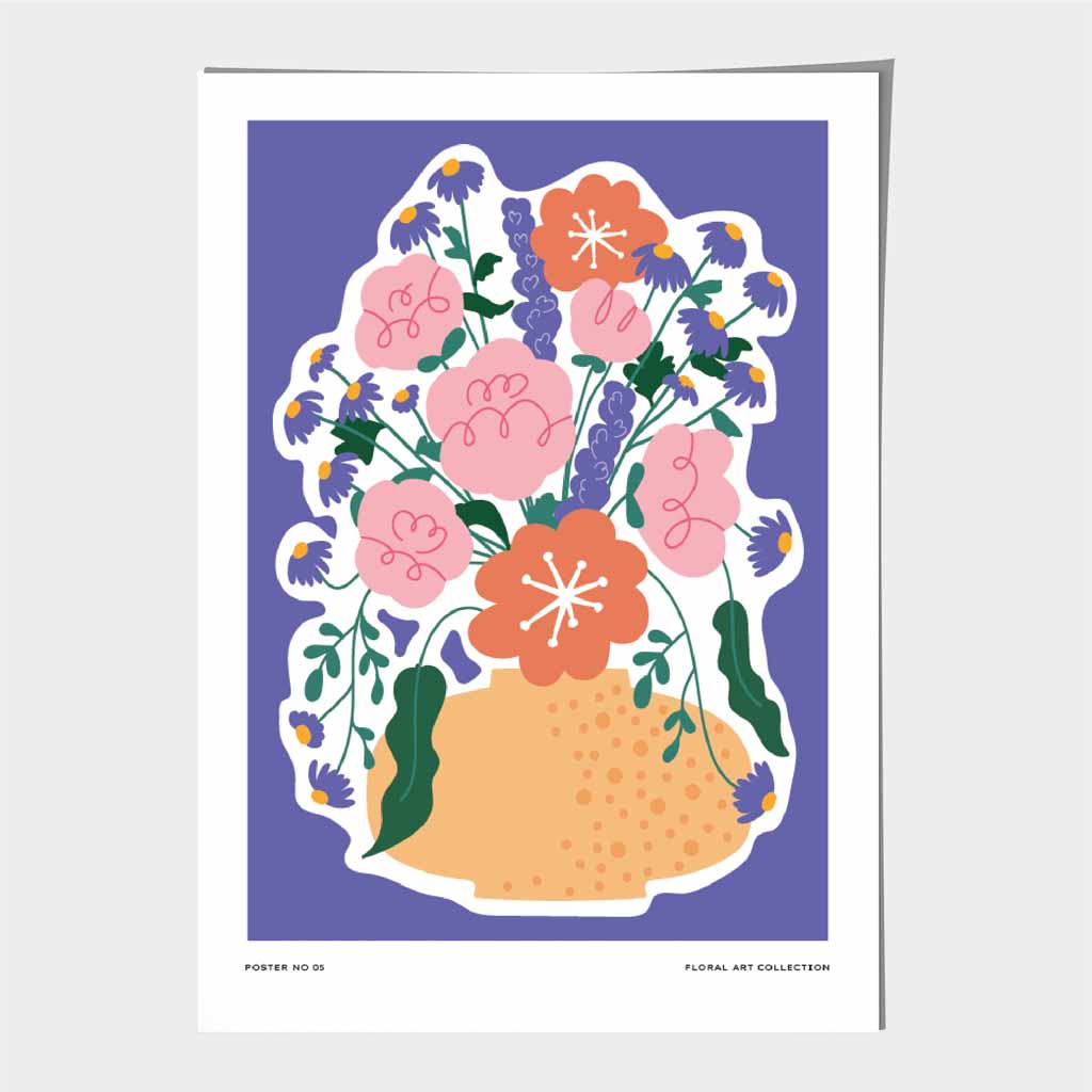 Boho Modern Purple, Colourful Floral Art Art Print | Wall Art Plaza UK