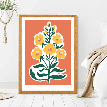 Boho Orange, Yellow Flowers Art Print | Wall Art Plaza UK