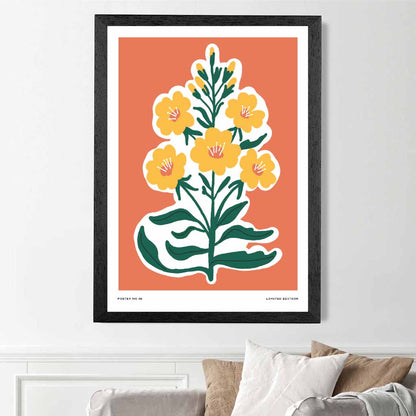 Boho Orange, Yellow Flowers Art Print | Wall Art Plaza UK