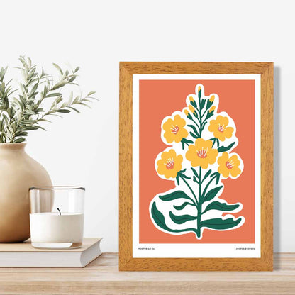 Boho Orange, Yellow Flowers Art Print | Wall Art Plaza UK