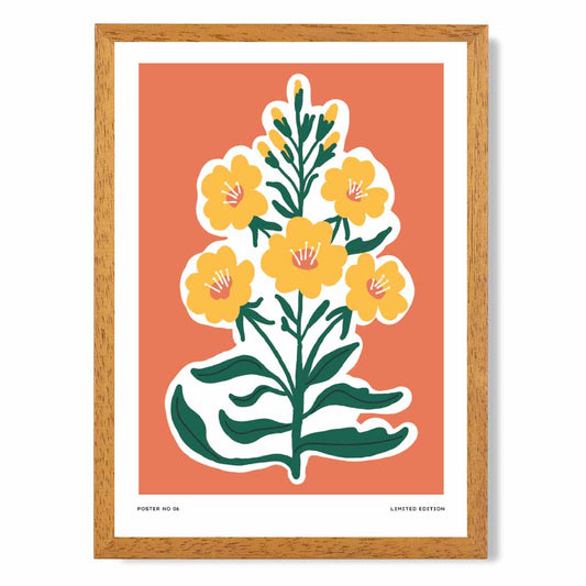 Boho Orange, Yellow Flowers Art Print | Wall Art Plaza UK