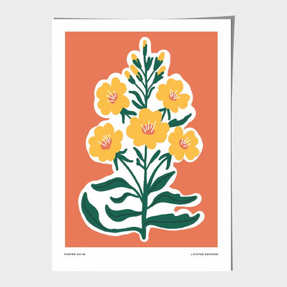 Boho Orange, Yellow Flowers Art Print | Wall Art Plaza UK