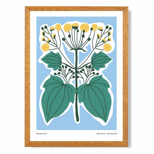 Modern Floral Blue, Green Botanical Art Poster | Wall Art Plaza UK