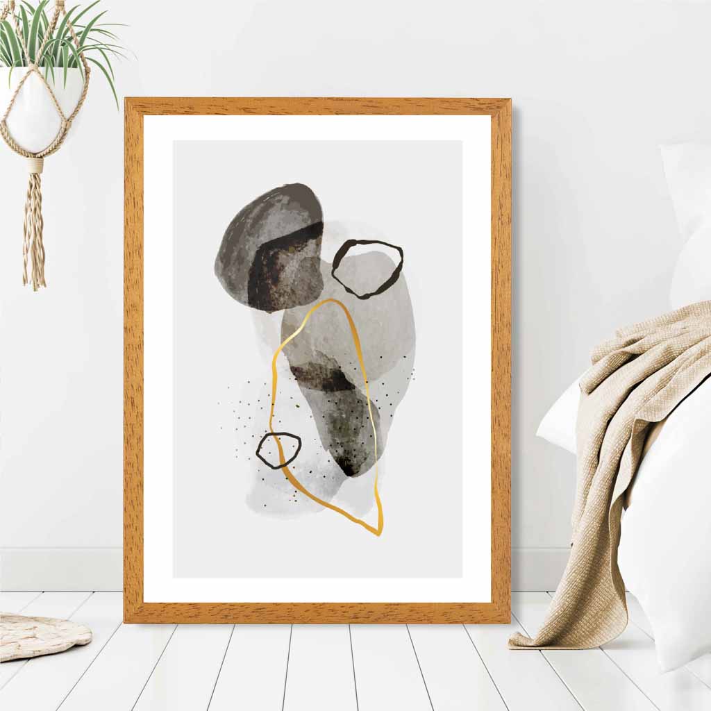 Abstract Neutral, Grey Painted Shapes No 3 Art Print | Wall Art Plaza