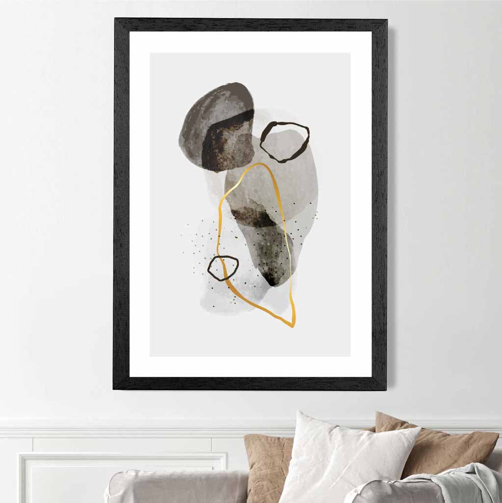 Abstract Neutral, Grey Painted Shapes No 3 Art Print | Wall Art Plaza