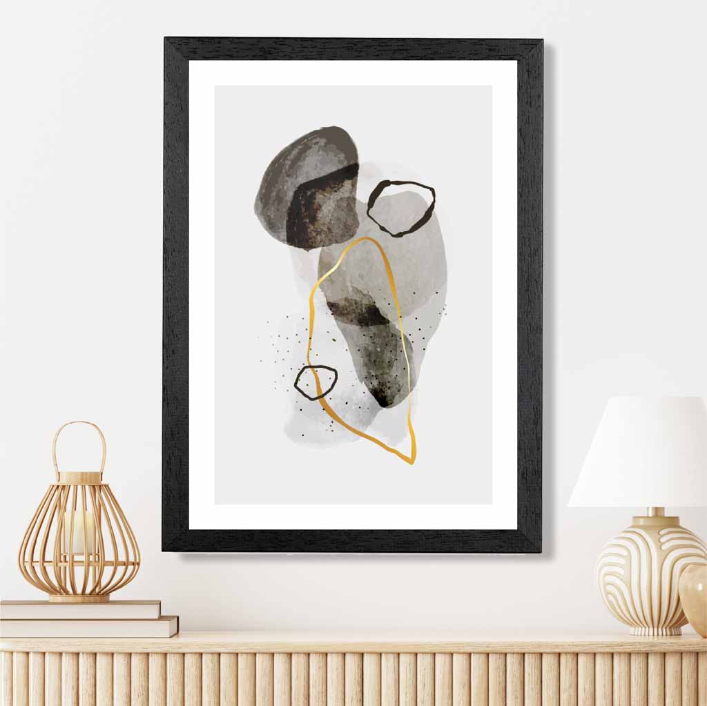 Abstract Neutral, Grey Painted Shapes No 3 Art Print | Wall Art Plaza