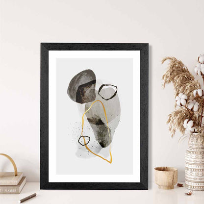 Abstract Neutral, Grey Painted Shapes No 3 Art Print | Wall Art Plaza