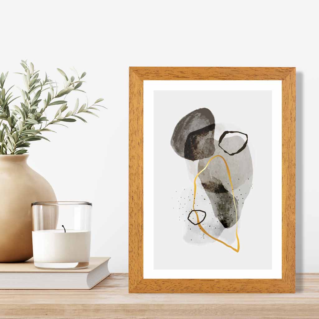 Abstract Neutral, Grey Painted Shapes No 3 Art Print | Wall Art Plaza