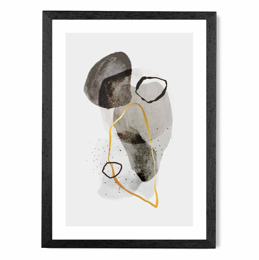 Abstract Neutral, Grey Painted Shapes No 3 Art Print | Wall Art Plaza