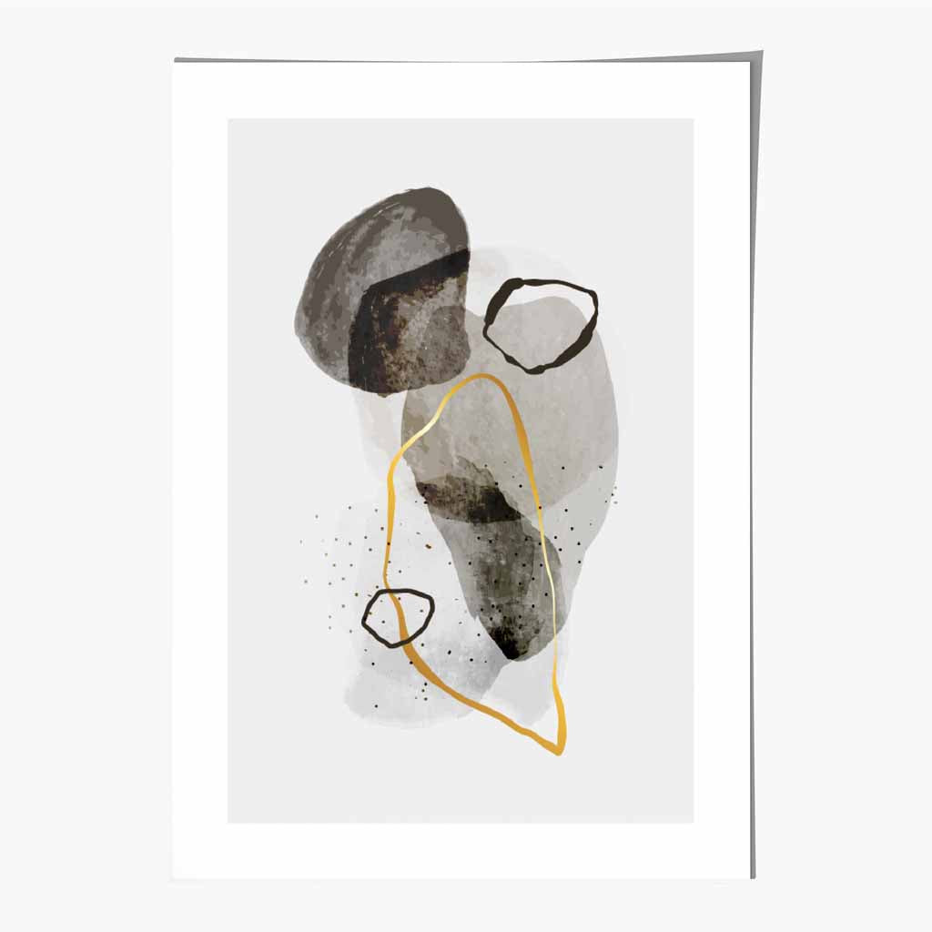 Abstract Neutral, Grey Painted Shapes No 3 Art Print | Wall Art Plaza