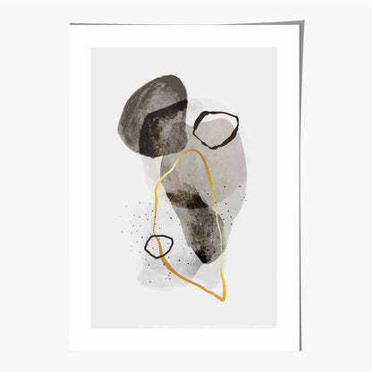 Abstract Neutral, Grey Painted Shapes No 3 Art Print | Wall Art Plaza