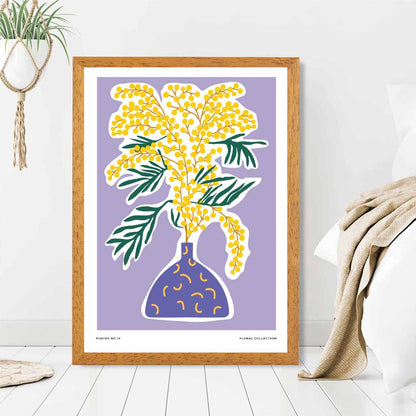 Modern Floral Purple, Yellow Flowers and Vase Art Print | Wall Art Plaza UK