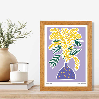 Modern Floral Purple, Yellow Flowers and Vase Art Print | Wall Art Plaza UK