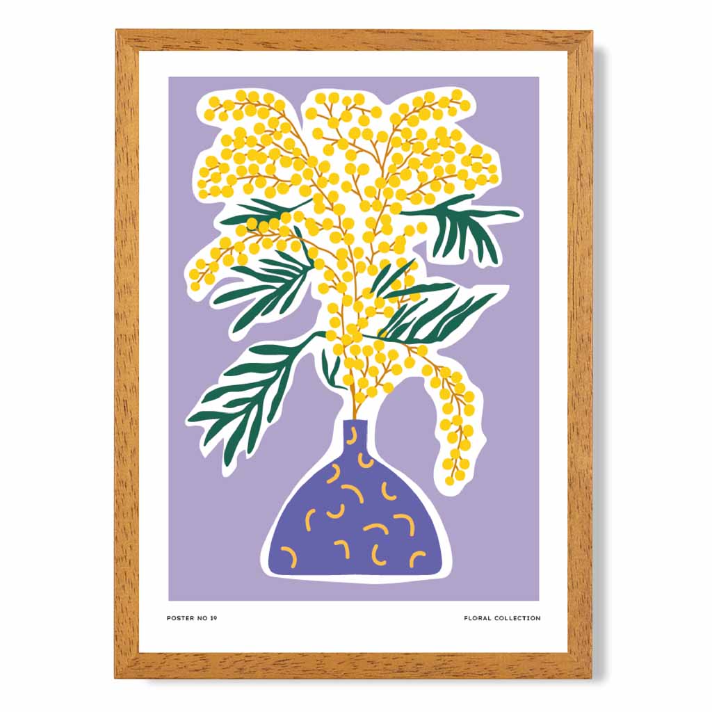 Modern Floral Purple, Yellow Flowers and Vase Art Print | Wall Art Plaza UK