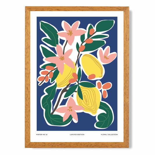 Boho Floral Blue, Colourful Flower Exhibition Art Poster | Wall Art Plaza UK