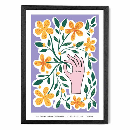 Abstract Berlin Purple, Yellow Flower Picker Art Poster | Wall Art Plaza UK