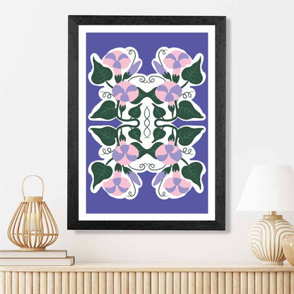 Modern Purple, Green Floral Pattern Art Print | Wall Art Plaza UK