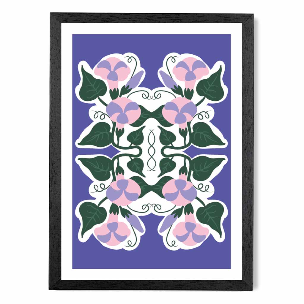 Modern Purple, Green Floral Pattern Art Print | Wall Art Plaza UK