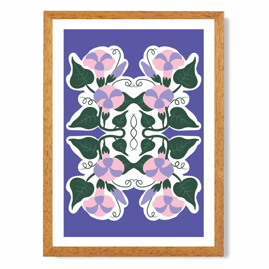 Modern Purple, Green Floral Pattern Art Print | Wall Art Plaza UK