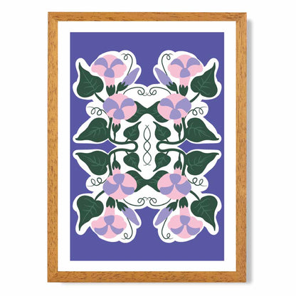 Modern Purple, Green Floral Pattern Art Print | Wall Art Plaza UK