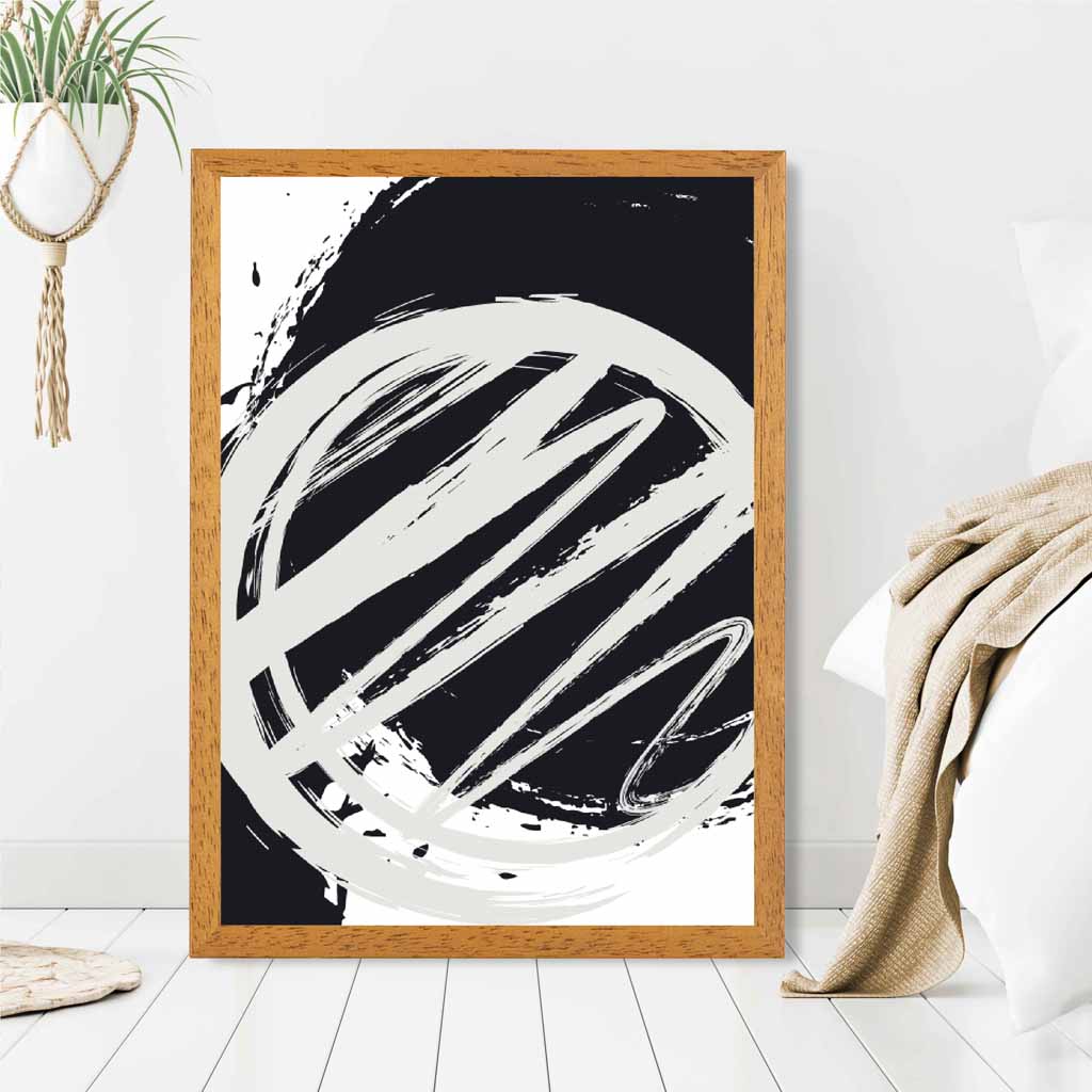 Modern Abstract Grey, Black Paint Strokes No 1 Art Print | Wall Art Plaza