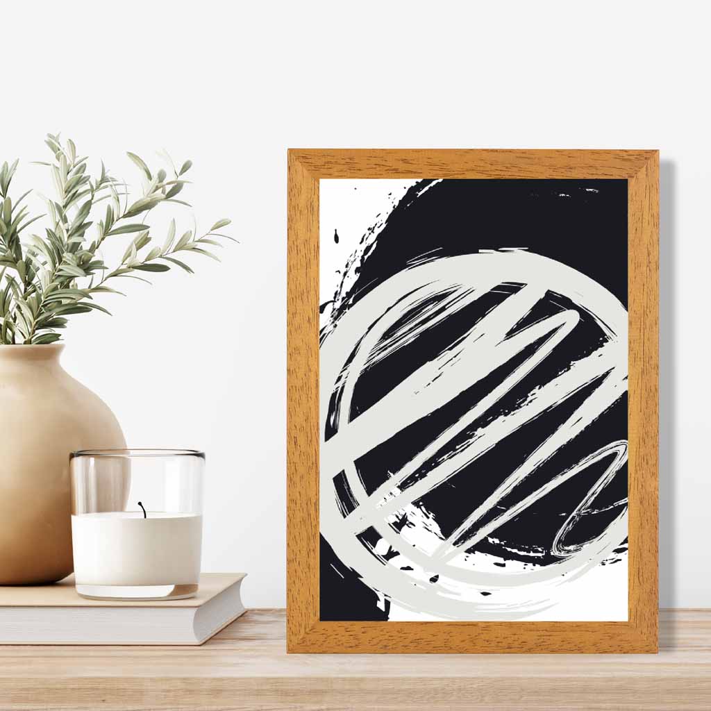 Modern Abstract Grey, Black Paint Strokes No 1 Art Print | Wall Art Plaza